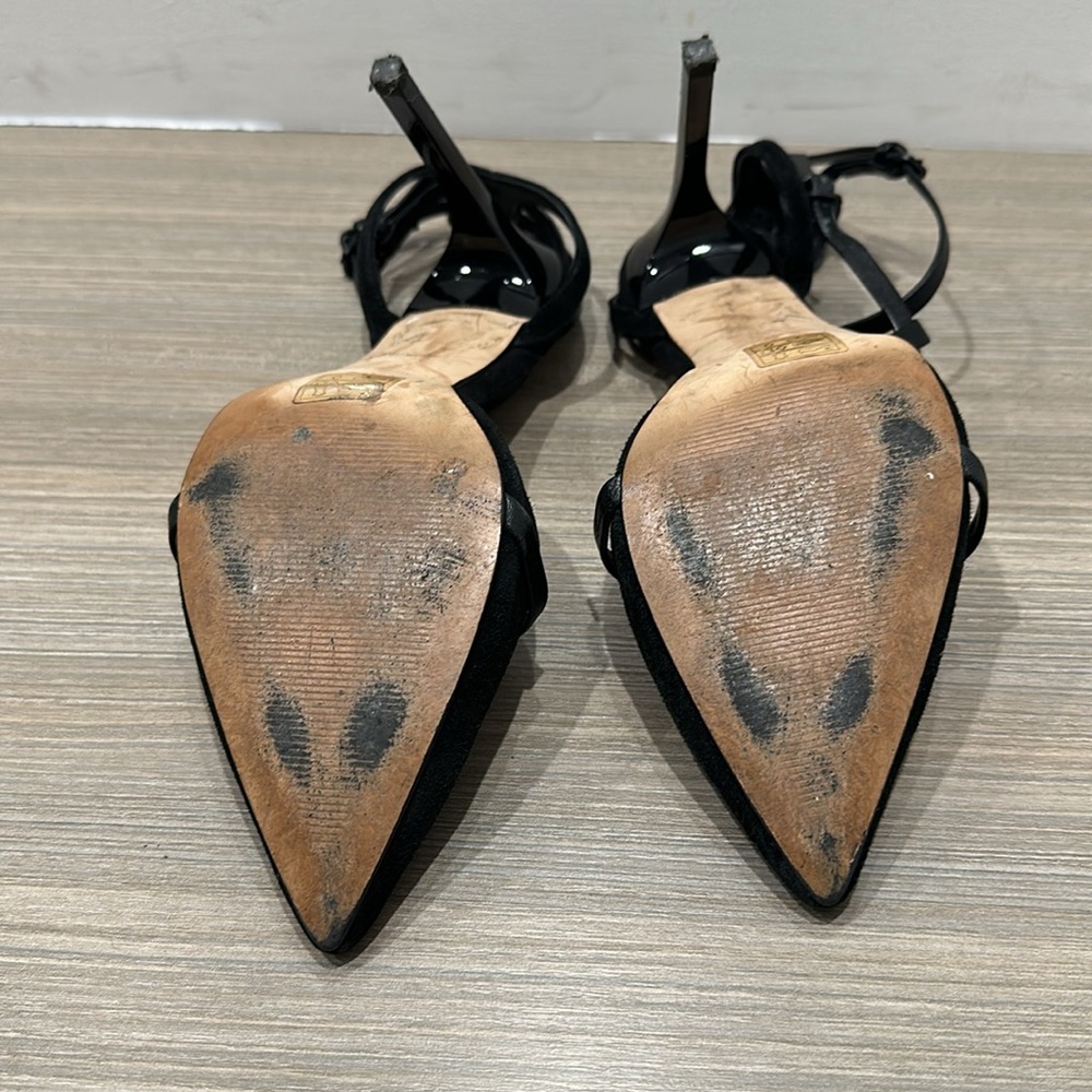 TOPSHOP Black Double Ankle Strap Heels - Picture 4 of 4